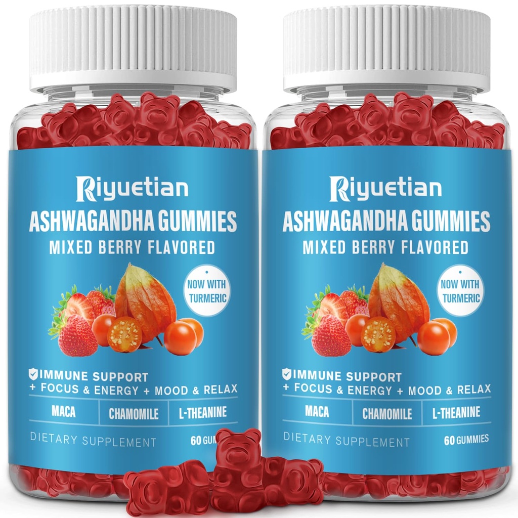 Ashwagandha Gummies for Women & Men - Ανοσολογική Υποστήριξη & Αυξημένη Ενέργεια - Ashwagandha Συμπληρώματα για Άνδρες & Γυναίκες - Φυσικό άρωμα φράουλα (120 Count)