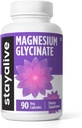 STAY ALIVE Chelated Magnezyum Glycinate 500 mg, High Abxia, 90 Capsules, 100% Pure Glycinate Toz, Ekstra Güçlü Magnezyum Supplement for Women and Men, Non-GMO & Gluten Free Pills