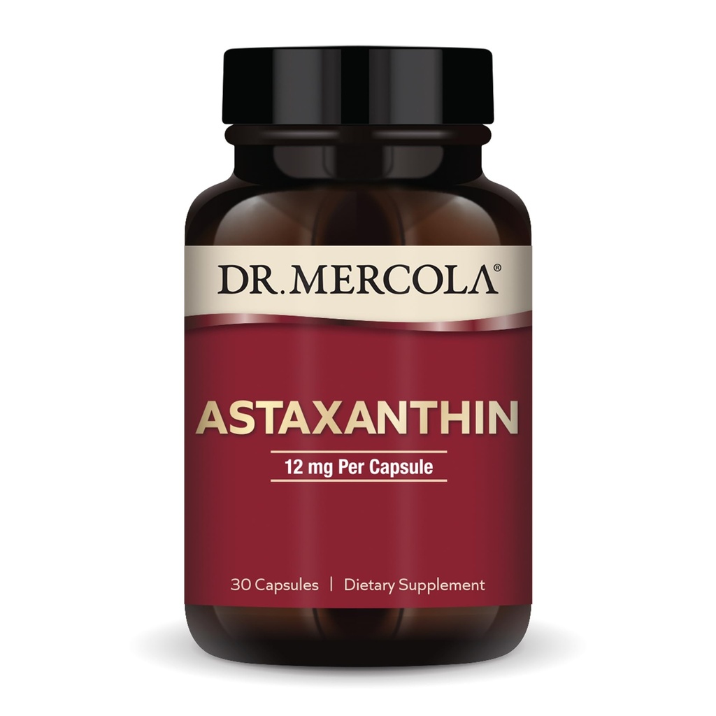 Δρ. Mercola Astaxanthin, 30 Υπηρεσίες (30 κάψουλες), Συμπλήρωμα Διατροφής, 12 mg ανά κάψουλα, Παρέχει Αντιοξειδωτική Δύναμη για τη Συνολική Υγεία, Μη ΓΤΟ