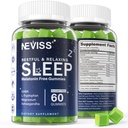 NEVISS Melatonin Free Sleep Aid Gummies for Yetişkinler - Magnezyum Glycinate Gummies | GABA, L-Tryptophan, Magnezyum, Ashwagandha - Non-Habit Form, Help for Deep Relaxation - Vegan, Lemon Flavor, 1Pack