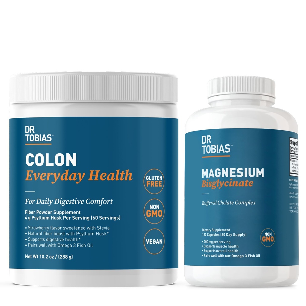 Dr. Tobias Colon Everyday Health & Magnezyum Bisglycinate - Kas & Bone Health, Vegan, Non-GMO