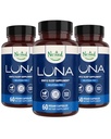 Nested Naturals Luna Melatonin Free, Non-Habit Herbal Sleep Supplement w/Chamomile, Valerian, L-Theanine, 180 Vegan Capsules (60 Capsules Per Şişe)