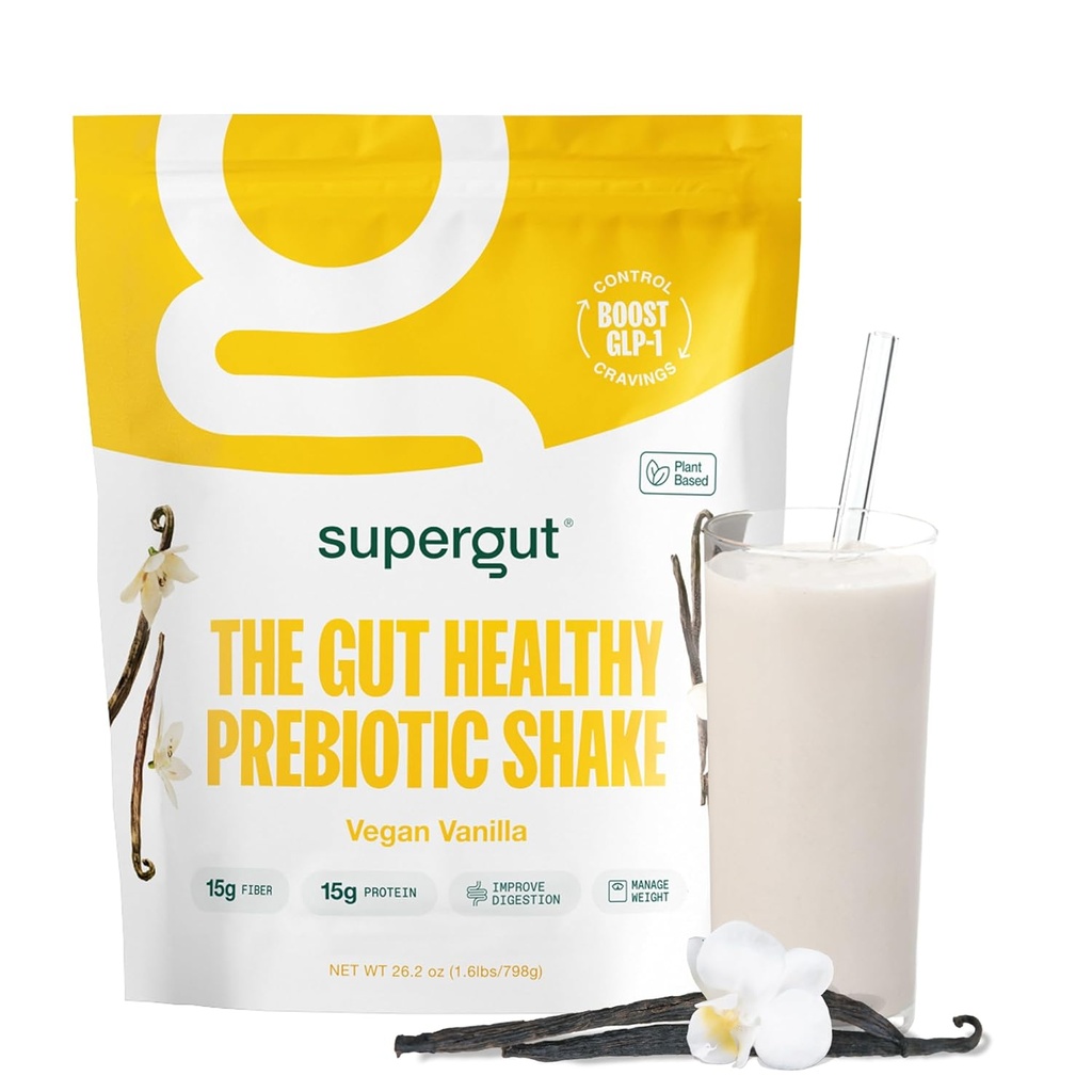 Supergut Prebiyotik Shakes | Meal Change | Boost GLP-1 | Yüksek Protein ve Fiber | Eklenmedi Şeker | Keto Yiyecek, Meal, Snack (Vegan Vanilla, 14 hizmet)