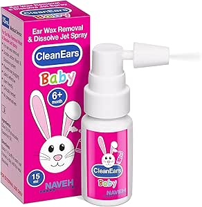 NAVEH PHARMA® CleanEars Baby | Fast-Acting Ear Wax Removal | Breaks Down & Dissolves Earwax in Just 1 Treatment | Klinik olarak% 300 Daha Etkili | Mineral Oil, Gentle &Safe | 0,5 OZ