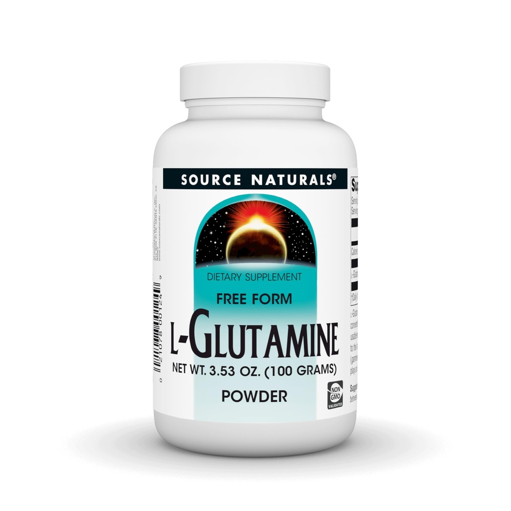 Source Naturals L-Glutamine, Free Form Amino Acid that Supports Metabolic Energy* - 100 Grams Powder