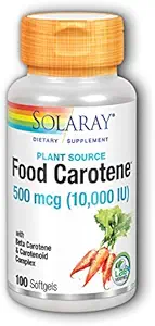 SOLARAY Food Carotene, A 10000 IU | Sağlıklı Cilt, Gözler, Antioksi & Immune Support (100 CT)