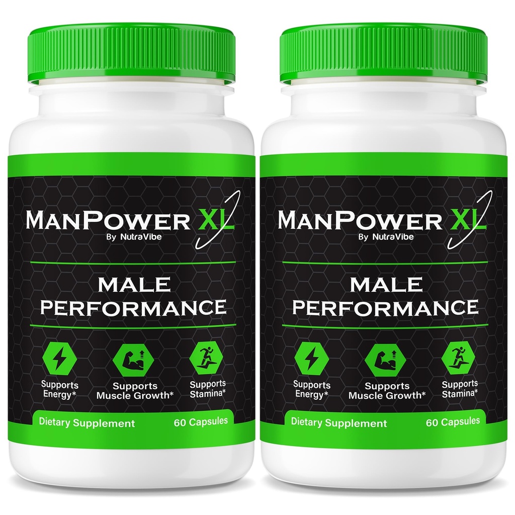 (2 Pack) ManPower XL Pills for Men, Original Man Power XL Formula with Premium, Natural Ingredients to Support Steady Energy, Performance and Stamina | Easy-to-Swallow Male Capsules (120 Capsules)