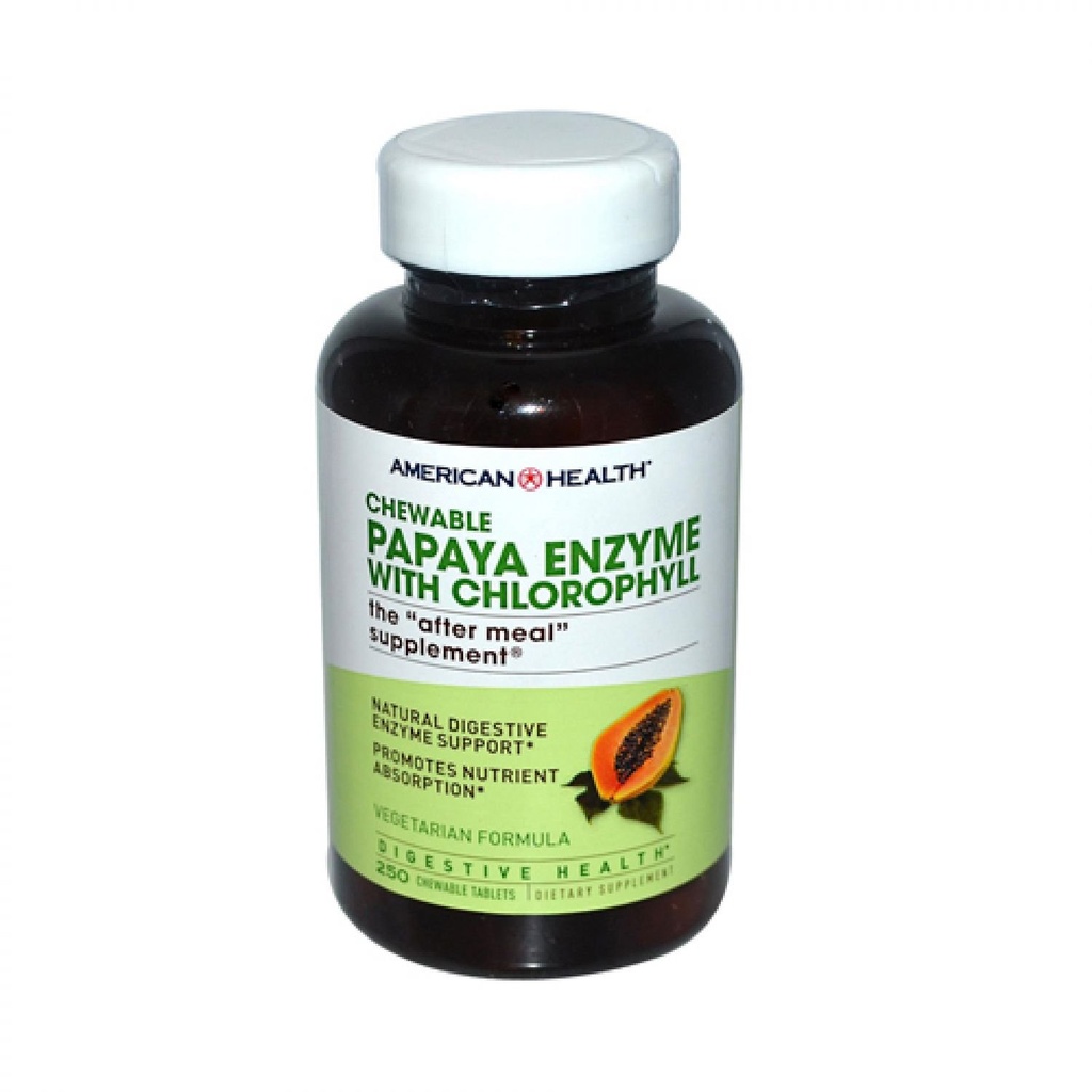 American Health: Chewable Papaya Enzyme with Chlorophyll, 250 tabs