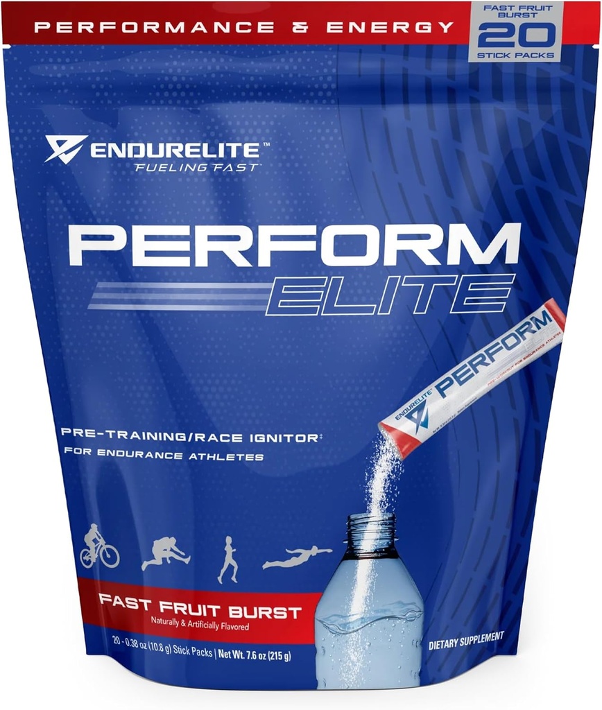 EndurElite Elite- Pre Workout Toz Supplement- Pre-Workout for Endurance Athletes- 20 Service Bag- Fast Fruit Burst