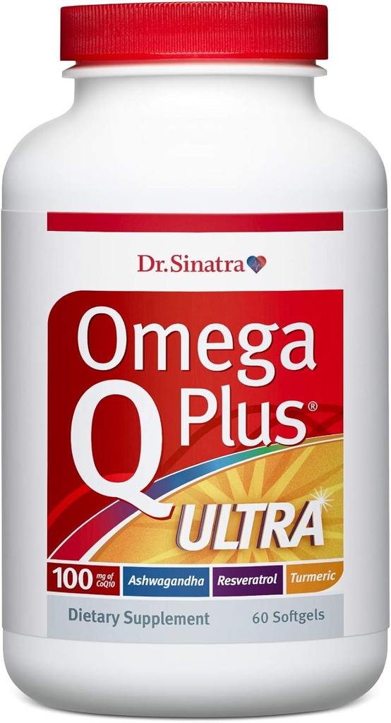 Dr. Sinatra Omega Q Plus Ultra | Gelişmiş, Kalp Sağlığı ve Sağlıklı Aging için Ashwagandha ile Stres Yardımı