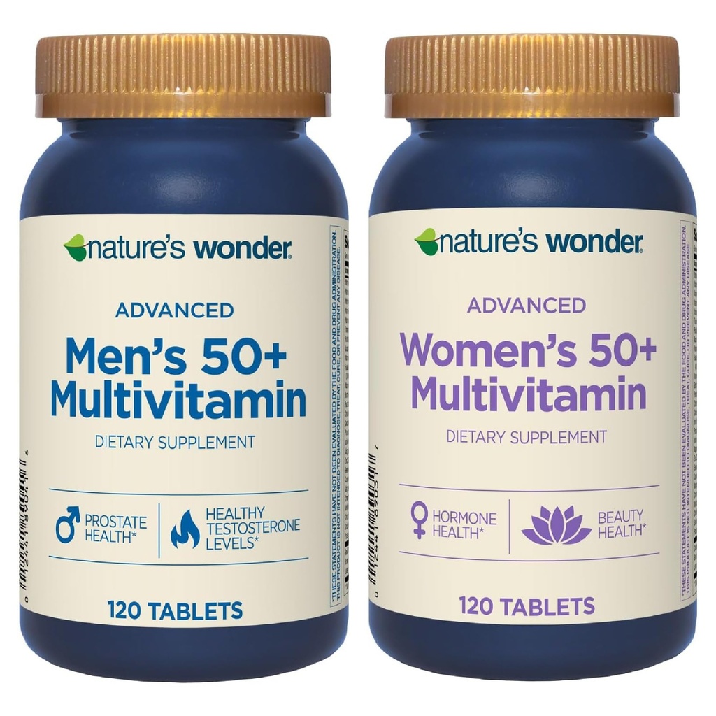 Nature's Wonder Advanced Men's 50+ Multivitamin/Multimineral Supplement 120 Tablets and Advanced Womens 50+ Multivitamin/Multimineral Supplement 120 Tablets Bundle
