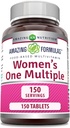 Amazing Formulas Women's One Multivitamin Supplement | Yiyecek bazlı | 150 Tablet | Mükemmel Vitaminler, Mineraller & Probiyotikler | Non-GMO | Gluten-Free | Made in USA