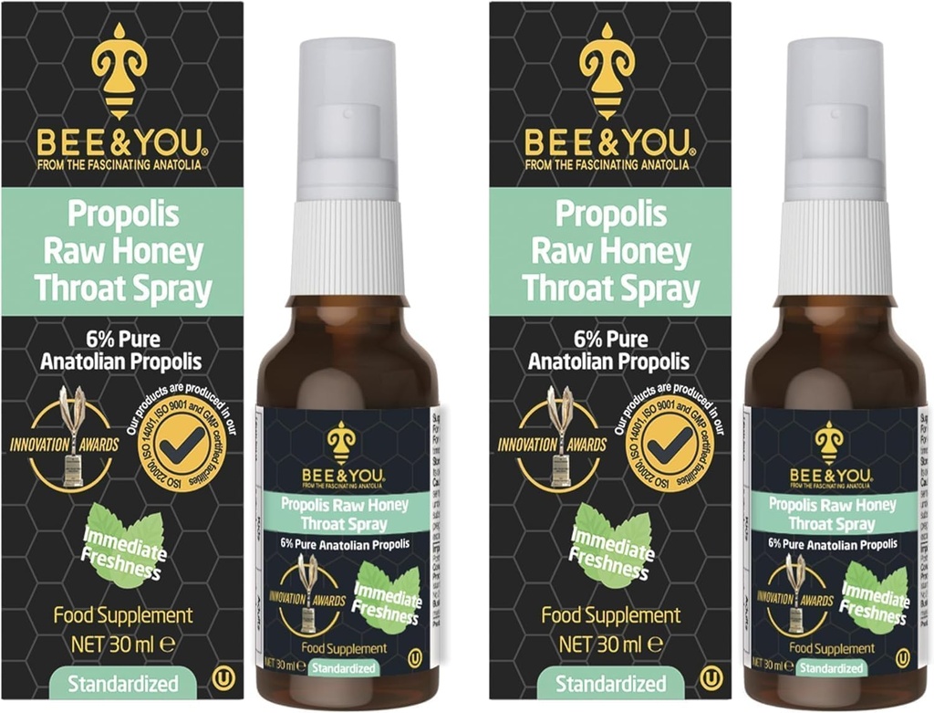 Arı ve You Raw Honey Throat Spray, 100% Pure Propolis Extract, Immune Support, Sore Throat & Congestion Relief, Oral Health, Antioksis, Natural, Keto, Paleo, Gluten-Free | 1 FL Oz (Pack of 2)