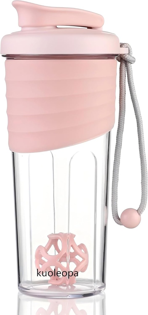 Φιάλη αναδευτήρα για τα μείγματα πρωτεϊνών, 24 oz, μπουκάλια αναδευτήρα πρωτεΐνης με τη μπάλα Whisk, μπουκάλι αναμείκτη, μπουκάλι πρωτεΐνης, Portable Pre Workout Κύπελλο αναδευτήρα πρωτεΐνης ορού γάλακτος, Pink