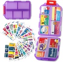 Pill Organizer Tıp Etiketler Seyahat Günlük Pill Konteyner Mini İlaç Organize Depolama Pill Organizer Travel Essentials Pill Case 7 Day (Purple & 161 Lables)