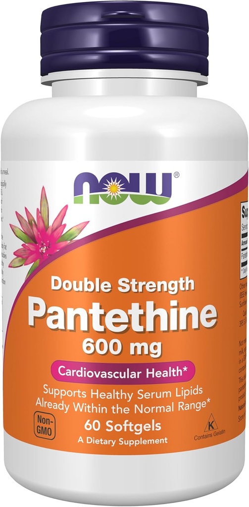 Şimdi Gıdalar Tamamlıyor, Pantethine (Coenzyme A Precursor) 600 mg, Double Strength, Cardiovascular Health*, 60 Softgels
