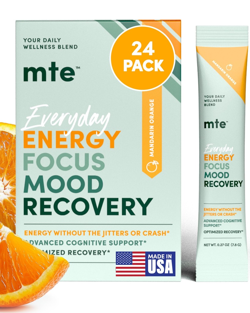 MTE Caffeine-Free Energy Drink Powder with Paraxanthine – Clean Energy for Focus, Mood & Productivity | 24 Energy Drink Packets
