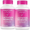 Pink Stork Lactation Probiyotik - 30 Milyar CFUs Multi Strain Postnatal Probiyotiks for Emziring Women - Support Mother Milk & Gut Health, Postpartum Essentials, 60 Capsules