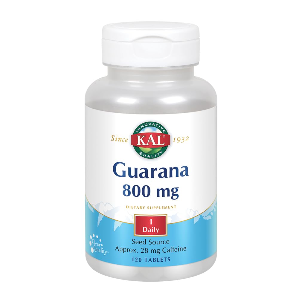 KAL Guarana 800 | Approx. 28 milligrams of Naturally Occurring Caffeine | Healthy Energy and Focus Support | 120 Tablets