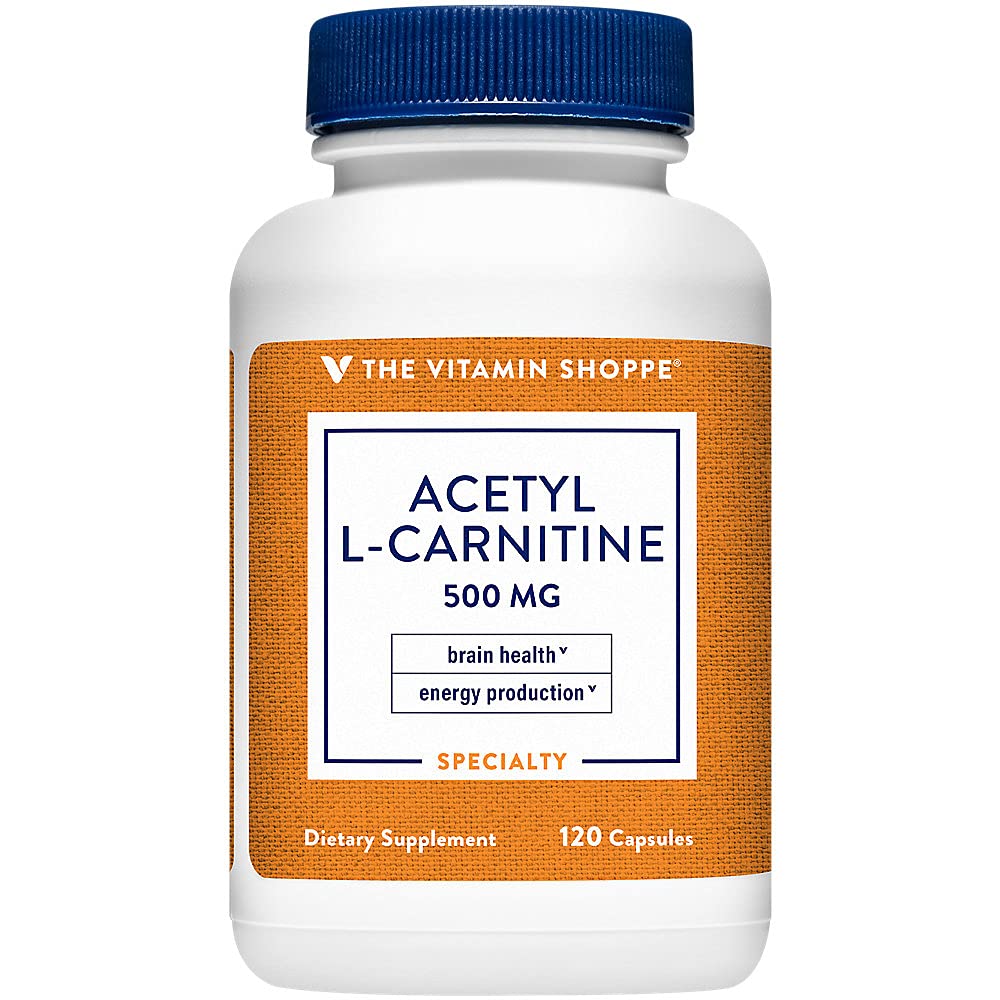 Acetyl-L-Carnitine 500 mg - Sağlıklı Beyin ve Hafıza Fonksiyonlarını Destekler Enerji Üretimi – CarnipureTM, L-Carnitine (120 Capsules) Vitamin Shoppe