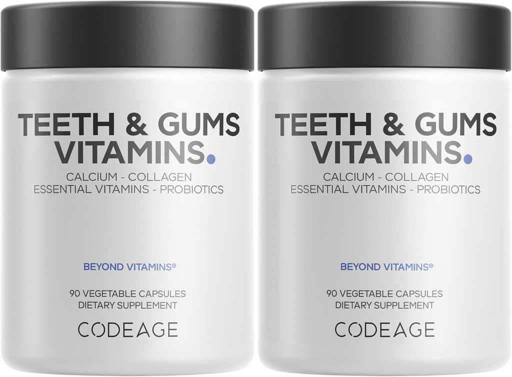 Kodaj Dişleri ve Gums + Oral Probiyotikler Ağız için Tamam - Tüm Gıda Kalsiyum, Collagen, Pyum, C, D3, K2, çinko - Oral Care & Dental Multivitamin Supplements - 2 Pack