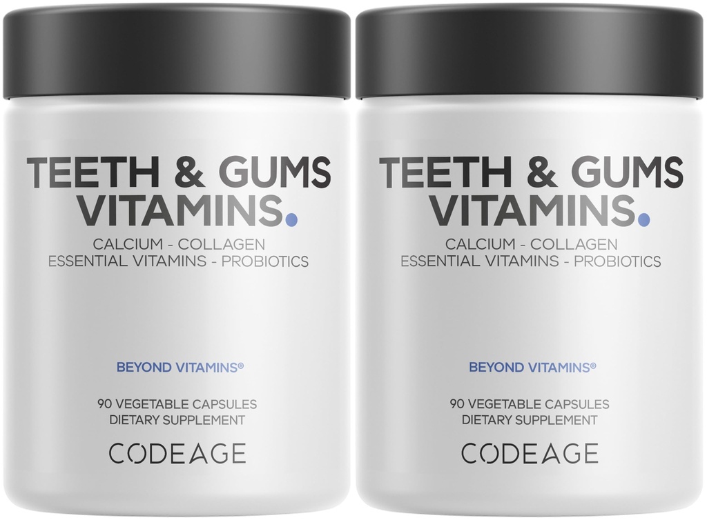 Kodaj Dişleri ve Gums + Oral Probiyotikler Ağız için Tamam - Tüm Gıda Kalsiyum, Collagen, Pyum, C, D3, K2, çinko - Oral Care & Dental Multivitamin Supplements - 2 Pack