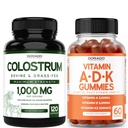Colostrum (120 Count) Bovine Colostrum Capsules συμπλήρωμα για ενήλικες και ADK βιταμίνη D3 (60 Gummies) D & K - 10 Vegan συμπλήρωμα - Delicious Raspberry Flavor - Μη ΓΤΟ Δοκιμασμένο τρίτο μέρος - USA Made
