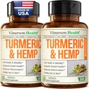 Turmeric Curcumin Supplement with Hemp Seeds & Lemon Balm Extract – Ortak Sağlık ve Hareketlilik – Calm Mood & Restful Sleep – Black Pepper for Abors – Ortak Supplement for Men & Women - 2 Pack