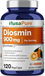NusaPure Diosmin 900 mg başına 120 Veggie Caps (Non-GMO, Vegan)