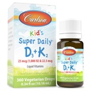 Carlson - Kid's Super Daily D3+K2, 25 mcg (1.000 IU) D3 & 22.5 mcg K2, Vitamin D Drops, 1000 IU D3, Heart & Bone Health, 1-Year Supply, Unflavored, 360 Drops