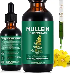 Mullein Drops for Lungs, Mullein Leaf Extract for Lungs, Natural Mullein Herbal Supplements, Mullein Chlorophyll Drops for Lungs, Lung Cleanse for Smokers - 2,02 fl oz