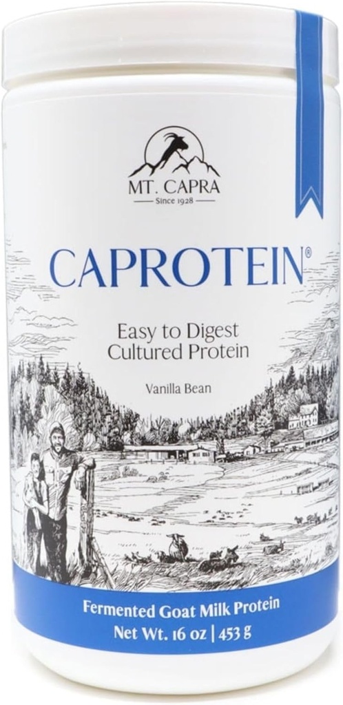 Mt. Capra Caprotein | Casein proteini, Fermented Goat Milk proteini Grass-Fed Pastured Goats, Extremely Easy to Digest | Vanilla Bean | 23 Hizmet - 16 ozz