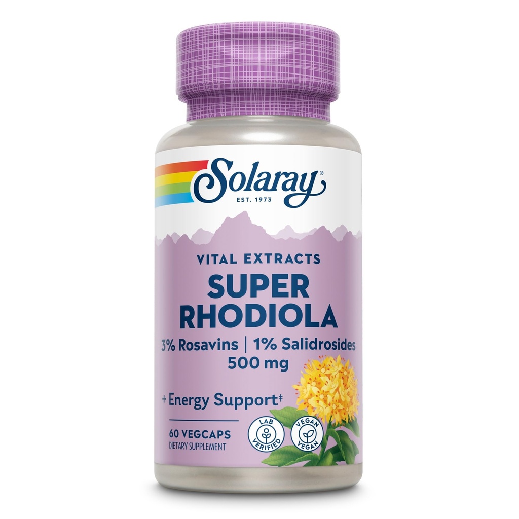 Solaray Super Rhodiola Root Extract 500 mg VCapsules, 60 Count