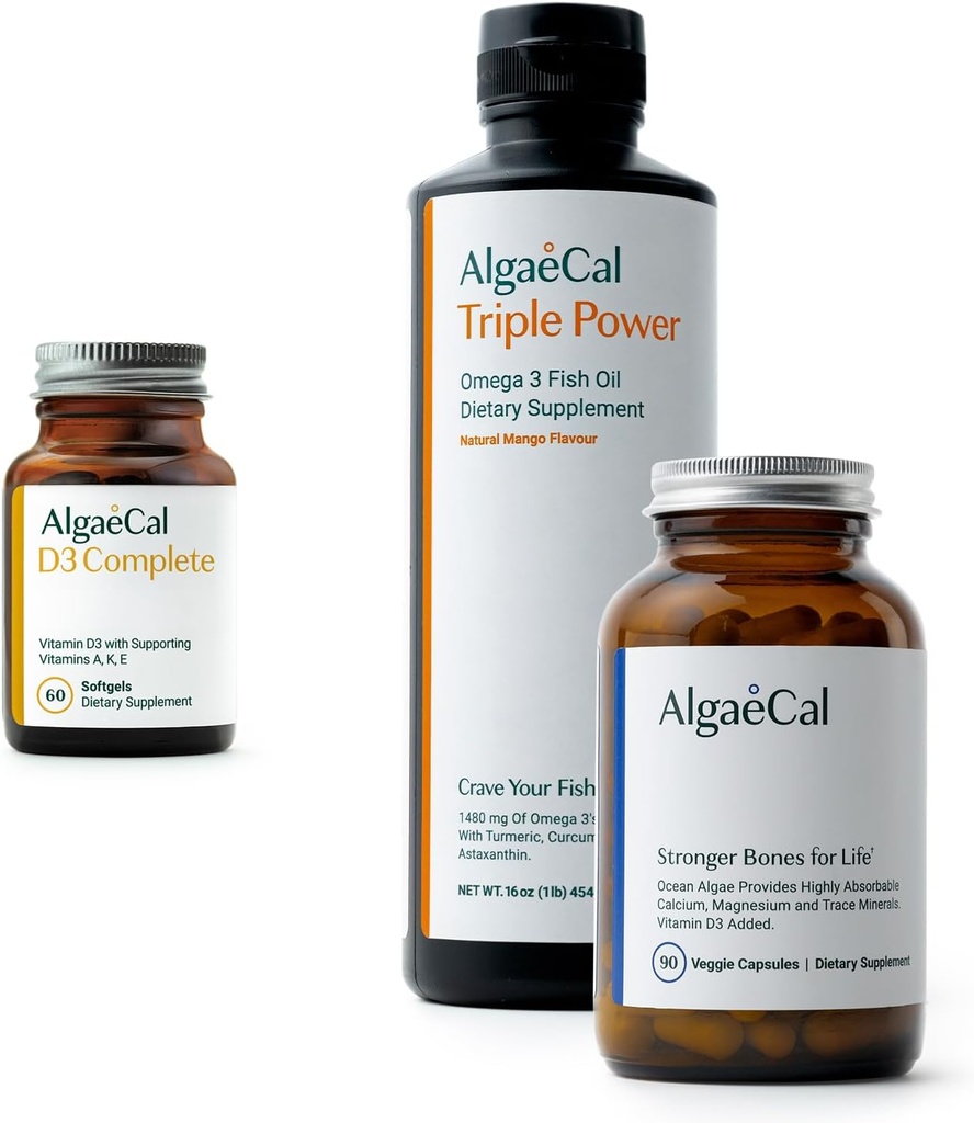 ALGAECAL Sche - D3 (1000 IU) + K2, Vitamin E, Vitamin A (1000 IU) & Plant-Baseduba for Bone Support & Omega 3, 1200 mg EPA DHA
