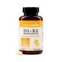 NatureWise Vitamin D3 K2 Magnesium Glycinate 275mg - Extra Strength Vitamin D3 5000IU + K2 50mcg - High Absorption Chelated Magnesium - Bone Support - Non-GMO, USA Manufactured - [90 Day Supply]