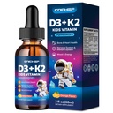 Vitamin D3 K2 Drops for Kids - Liquid Supplement with Magnesium for Calcium Absorption, Joint Health, Teeth & Heart - Non-GMO, Vegan, Orange, 2 Fl Oz - Kids Ages 4+