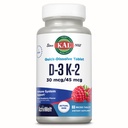 KAL Vitamin D3 K2 ActivMelt - Immune Support Supplement w/Vitamin D as D3 and MK7 VIT K2 to Support Strong Bones - Quick-Dissolve Tablets, Natural Raspberry Flavor, 60-Day Guarantee, 60 Servings