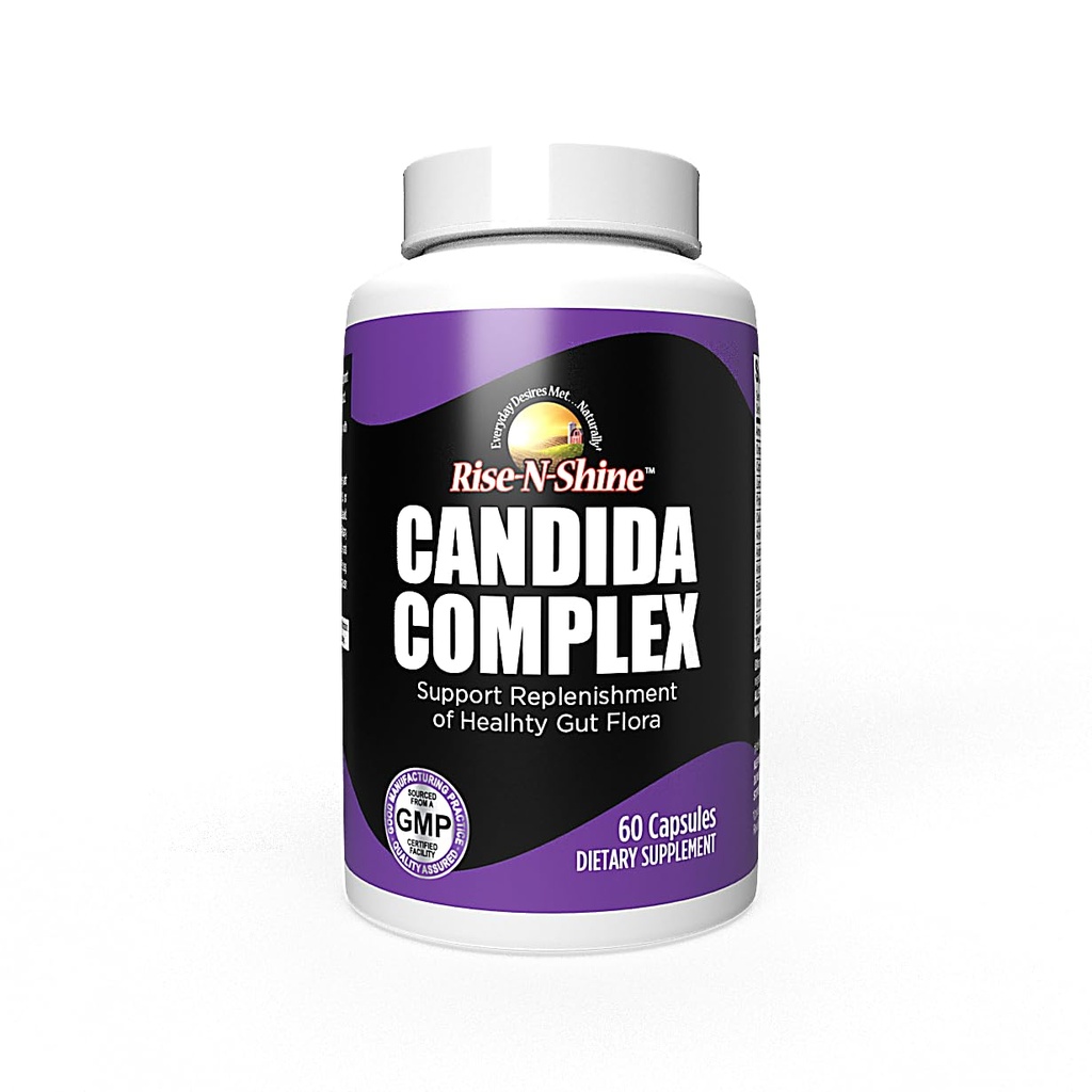Rise-N-Shine Candida Support Supplement to Support Gut Flora Replenishment 60 Capsules