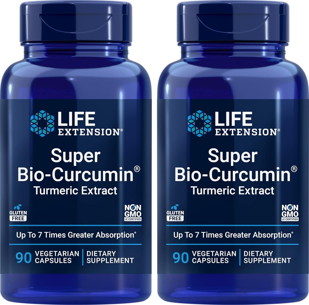Επέκταση ζωής Super Bio-Curcumin Turmeric Extract 400mg, 90 Veg Caps (Pack of 2) - Χορτοφαγική Κάψουλα - Μη ΓΤΟ - Εξαιρετικά απορροφήσιμο