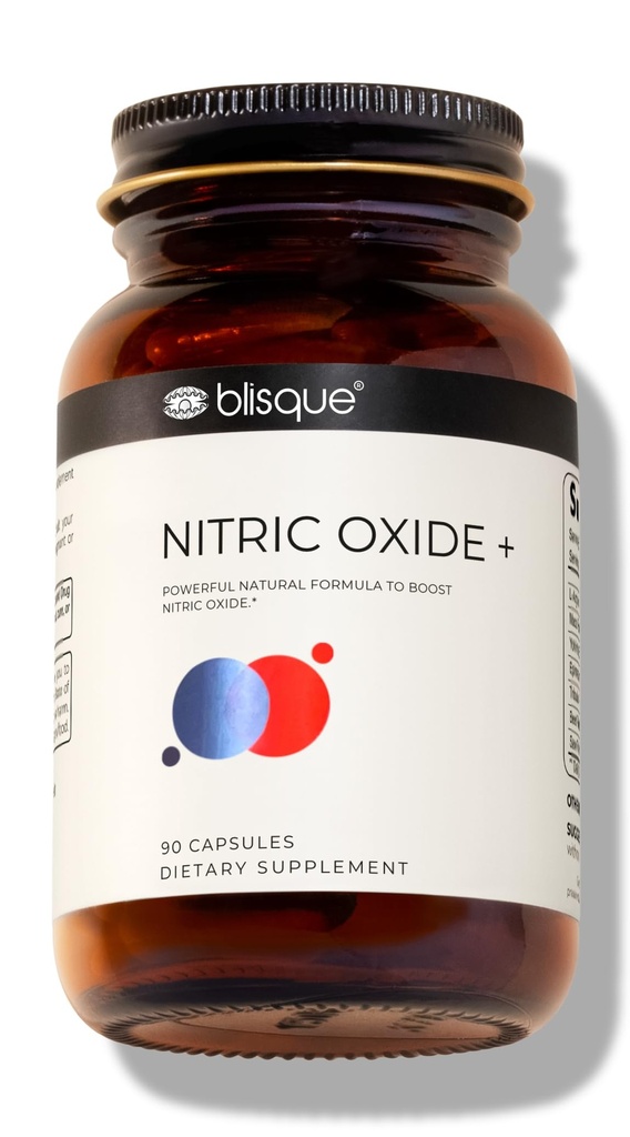 Blisque – Natural Nitric Oxide Booster Supplement for Blood Flow Support and Circulation | Doctor-Approved | with L-Arginine, Cayenne Fruit, and Beet Root | 90 Capsules | Vegan and Non-GMO