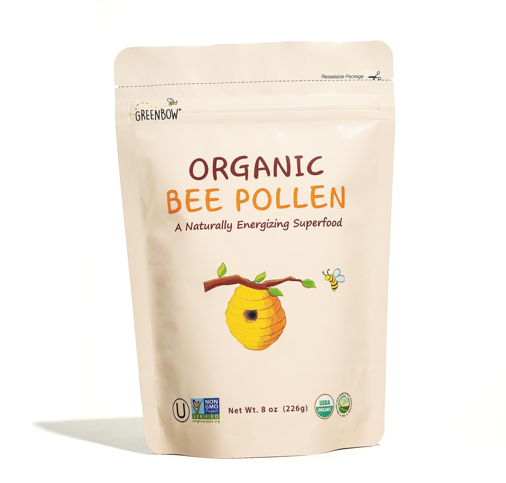 Greenbow Organik Arılar -% 100 USDA sertifikalı Organik, Non-GMO, Pure, & Natural Bee Pollen - Superfood Packed w/Proteins, Vitamins & Minerals (8oz)