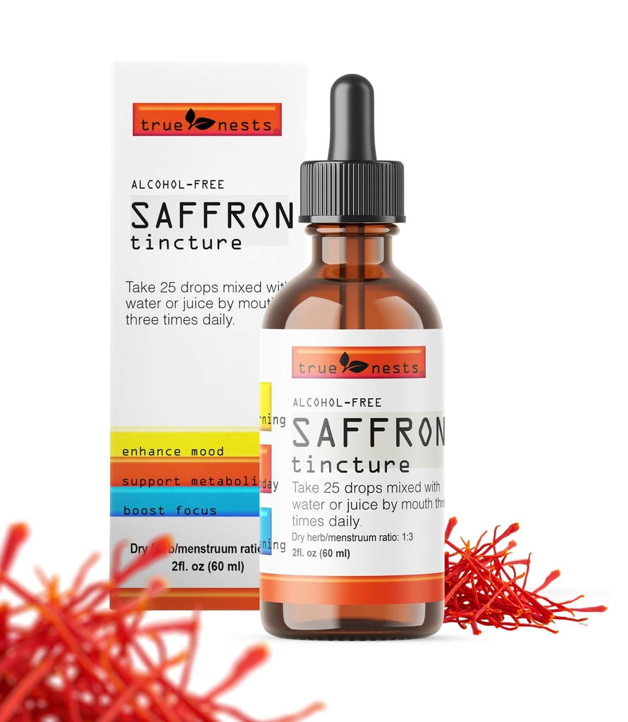 Βιολογικό βάμμα σαφράν – Pure Saffron Extract Drops – Premium Saffron Crocus Liquid Supplement – Φυσικό, Vegan, Non-GMO – Καθαρό εκχύλισμα σαφράν 2oz