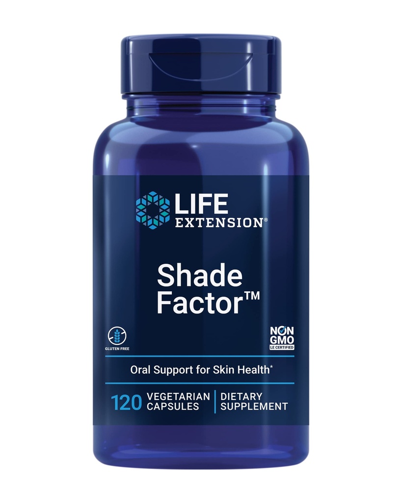 Life Extension Shade Factor, Safeguard Your Skin from the Inside Out, Gluten-Free, Non-GMO, Vegetarian, 120 Capsules