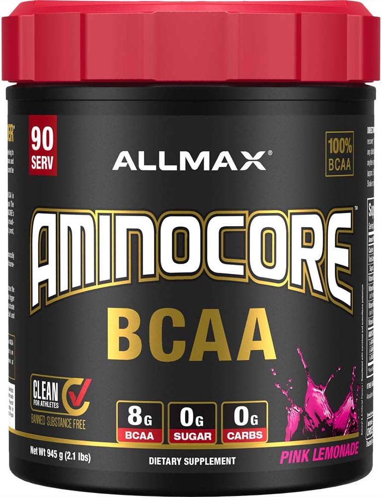 ALLMAX Beslenme AMINOCORE BCAA, Pink Lemonade - 945 g Toz - 8.18 Kanlı Zincir Amin Acids Per Servis - B Vitaminleri ile - No Fillers veya Non-BCAAas - Sugar Free - 90 servisler