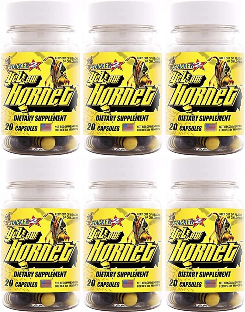 Sarı Hornet Herbal Diyetsel Supplement 20ct (Lot of 6 X) = 120 Capsules