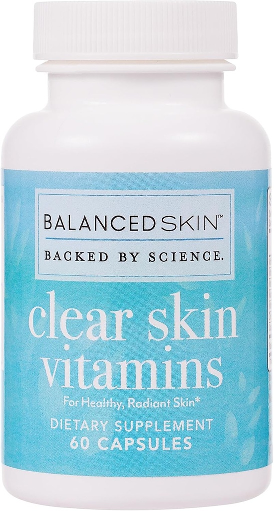 Clear Skin Vitamins for Women & Men - Συμπλήρωμα για Υγιεινό Λαμπερό Δέρμα και Acne Control* - Πατενταρισμένο και Δερματολόγος Αναπτύχθηκε Ορμονικά & Κυστική Ακμή Χάπια