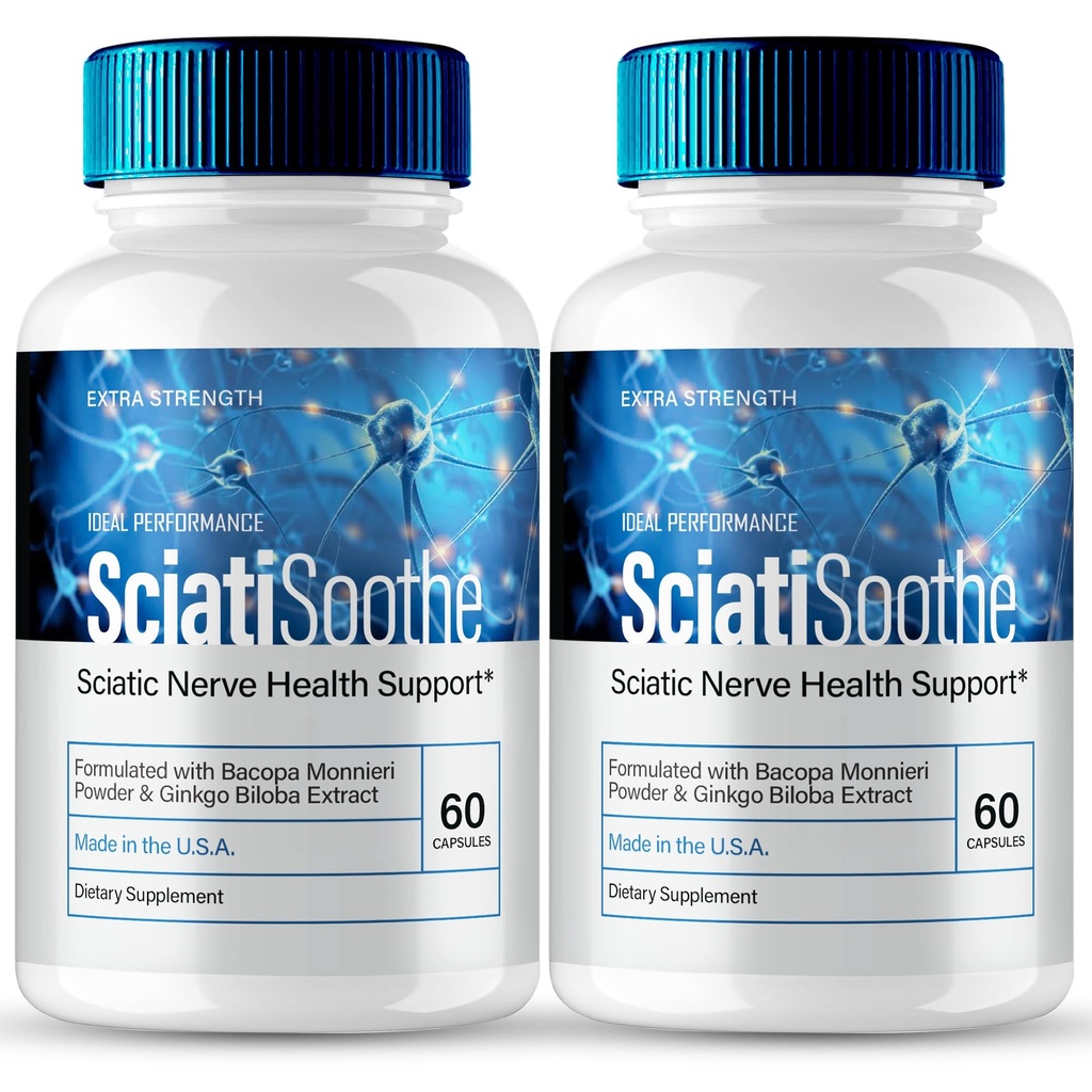 SciatiSoothe for Sciatica Capsules, Sciati Soothe Nerve Health Support, SciatiSoothe Supplement Advanced Formula, Nerve Support Pills - Maximum Strength - SciatiSoothe Reviews (2 Pack)