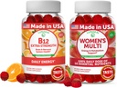 Lunakai Vitamin B12 ve Kadınlar Multivitamin Gummies Sche - 300006 Torchcobalamin Yüksek Aborpsiyon Enerji Gummy - 16 Essential Vitamins ve Minerallerin %100 Günlük Değeri - 30 Gün Supply Supply