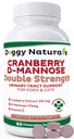 Cranberry D-Mannose for Dogs and Cats Urinary Tract Infection Support Prevents and Eliminates UTI, Bladder Infection Kidney Support, Antioxidant (Double Strength Tablet, 60 Count)