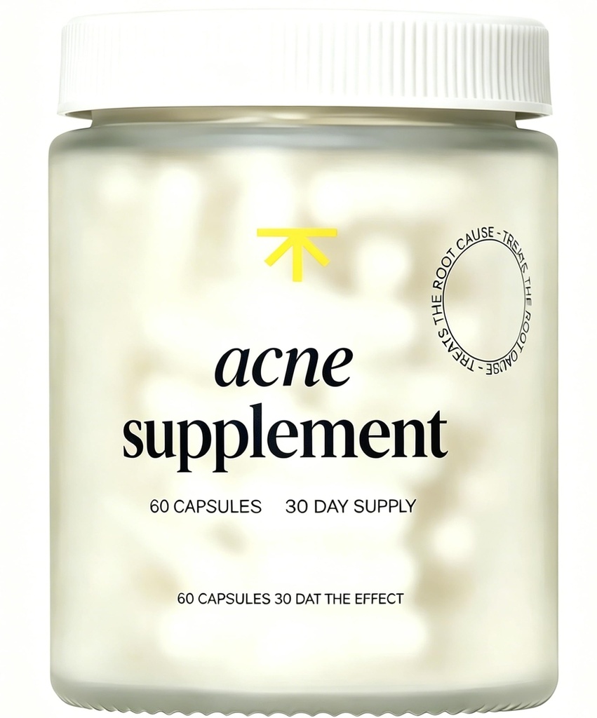 NYLA Acne Support Supplement for Clearer Looking Skin, Zinc, Vitamin B5, DIM & Antioxidants, Helps Support Oil Balance & Skin Health, Daily Wellness Capsules, 60 Count